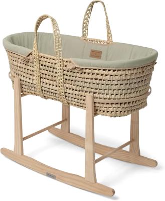 Clair de Lune Organic Palm Moses Basket with Natural Rocking Stand 75 x 28cm Sage Green : Amazon.co.uk: Baby Products