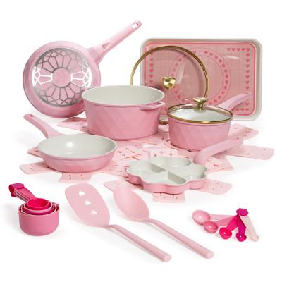 Paris Hilton 25-Piece Diamond-Faceted Cookware & Bakeware Set, Ceramic Nonstick Cast Aluminum, Pink - Walmart.com