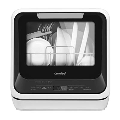 COMFEE Portable Mini Dishwasher Countertop with 1.32Gal Built-in Water Tank for Apartments& RVs, No Hookup Needed, 6 Programs, 360° Dual Spray, 162℉