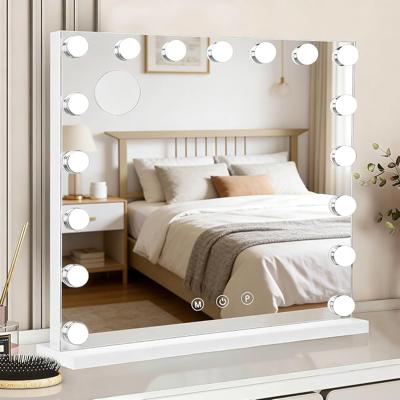 Ruication Hollywood Vanity Mirror with Lights, 50×42cm Large Lighted Makeup Mirror with 14 Dimmable Bulbs, 3 Color Modes, Touch Screen Control, Tablet