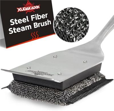 Amazon.com: XUDKAKAIXIN Grill Brush Bristle Free,with 1 Replacement Head,Unique Steel Fibers Pad [Safe & Efficient] Perfect for Cast Iron/Stainless-St