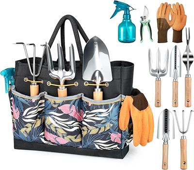 Amazon.com : Gardening Tools 9-Piece Heavy Duty Garden Hand Tools with Fashion and Durable Garden Tools Organizer Handbag, Rust-Proof Garden Tool Set,