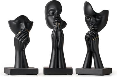 Amazon.com: FUNTEREST Abstract Thinker Statues Set of 3, Gold Resin Home Decor | Gold Thinker Figurines For Shelf, Desk, Coffee Table, Bookshelf, Livi