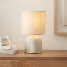 Hebe Ribbed Ceramic Table Lamp | Dunelm