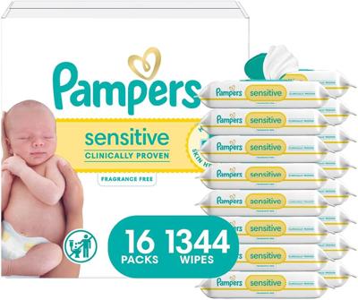 Amazon.com: Pampers Sensitive Baby Wipes, Clinically Proven, Fragrance Free, Unscented, Water Based, Hypoallergenic, Multi-Use, Hand Wipes 1344 Wipes