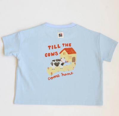 Cows Come Home Boxy Tee - Sky Blue - BY GEE
