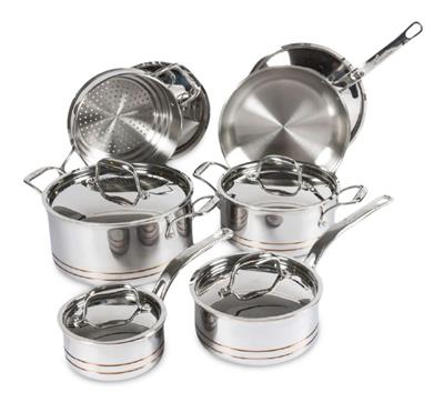 Lagostina 5-Ply Copper Clad Stainless Steel Cookware Set & Oven Safe, 12-pc