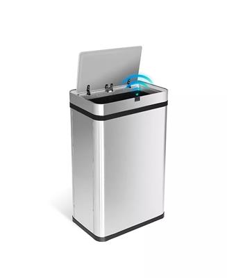 MEGA CASA 16 Gallon Stainless Steel Rectangular Motion Sensor Trash Can with Silent Close Lid and Stay-Open Feature - Macys