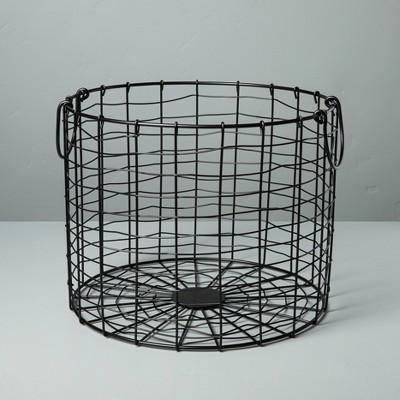 Large Round Wire Storage Basket with Handles Black - Hearth & Hand™ with Magnolia: Iron, Farmhouse Decor Style, Organizational : Target