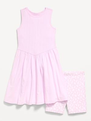 Sleeveless Fit and Flare Dress & Biker Shorts Set for Girls | Old Navy