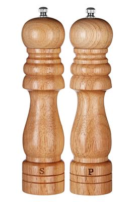 Salt & Pepper Mills | Natural Origins 20.3cm Rubberwood Salt and Pepper Set, Durable nature friendly Wooden Mills | Orsina