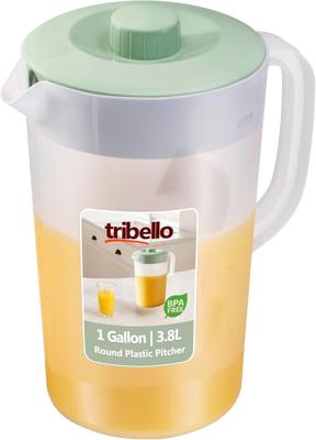 Amazon.com: Tribello Water Pitcher with Lid 1 Gallon – Clear Round Plastic Pitcher Ice Tea & Juice Jug – Freezer & Dishwasher Safe, BPA & Phthalate Fr