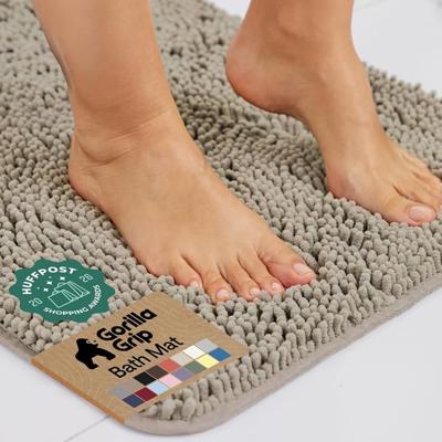 Amazon.com: GORILLA GRIP Bath Rug Mat, Thick Soft Absorbent Chenille, Quick Dry Microfiber Mats, Rubber Backing, Machine Washable Shower Floor Rugs, B