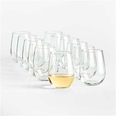 Aspen 17-Oz. Stemless Wine Glasses, Set of 12 | Crate & Barrel