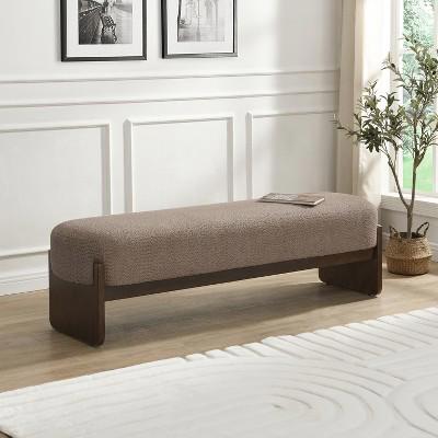 Christopher Knight Home Elmo 64 Modern Rubberwood Upholstered Loop Yarn Bench, Brown : Target