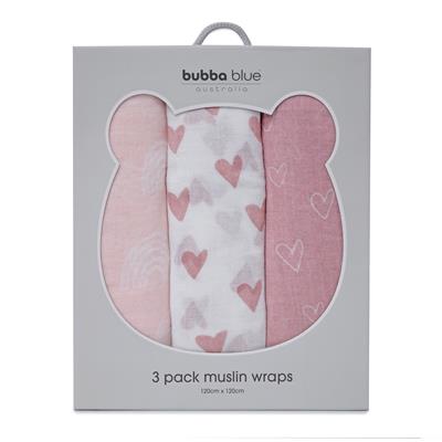 Bubba Blue Nordic Muslin Wrap 3 Pack Berry/Rose | Baby Bunting AU