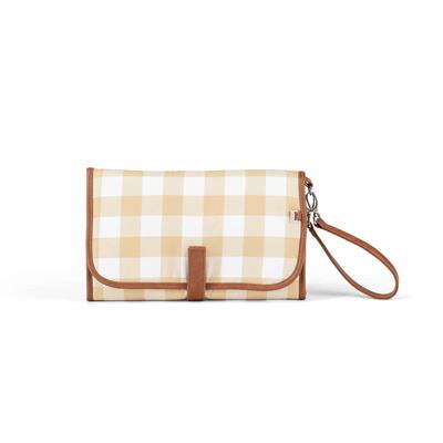Nappy Change Clutch - Gingham Beige Cream/Tan — OiOi