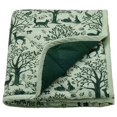 TROLLDOM quilted blanket, forest animal pattern/green, 96x96 cm (38x38) - IKEA CA