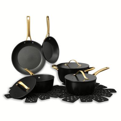 Free Shipping! Thyme & Table 12-Piece Aluminum Cookware Set Gold PVD with Glass Lids - Walmart.com