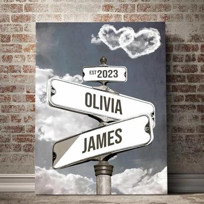 Amazon.com : Personalized Couples Engagement Gift, Color Street Sign Art with Wedding Date and Last Names, Personalized Gift for Bride and Groom, Hous