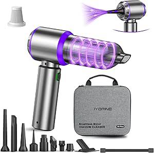 Amazon.com: IYOFINE Vacuum/Air Duster 80,000RPM Super Power Mini Car Vacuum Cleaner 4-in-1 air Blower Gun Air Duster & Air Blower & Pump Hand Electric