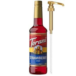 Amazon.com : Torani Strawberry Syrup for Drinks, Flavoring for Iced Tea, Lemonade, and Sodas, Pump Included, 25.4 Oz : Grocery & Gourmet Food