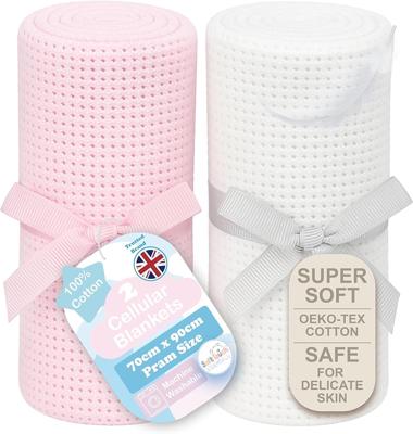 Soft Touch Newborn Essentials 70 x 90cm Cotton Baby Cellular Blanket for Pram, Car Seat and Cot Bedding : Amazon.co.uk: Baby Products
