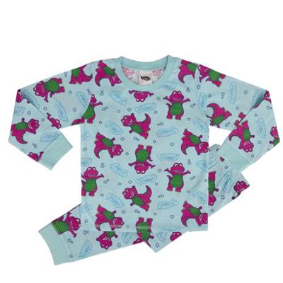 Mattel Barney the Dinosaur, 100% Cotton, Long Sleeved Pyjama Set, Blue, 3-4 Years: 104cm