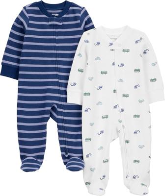 Amazon.com: Simple Joys by Carters Boy 2-way Zip Thermal Footed Sleep and Play, Pack of 2, Transportation Green, 3-6M: Clothing, Shoes & Jewelry
