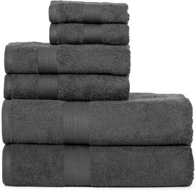 Ample Decor 100% Cotton Luxury, Soft & Absorbent 6 Piece Towels Set, 2 Bath Towels, 2 Hand Towels, 2 Wash Cloths for Bathroom - Grey : Amazon.co.uk: H
