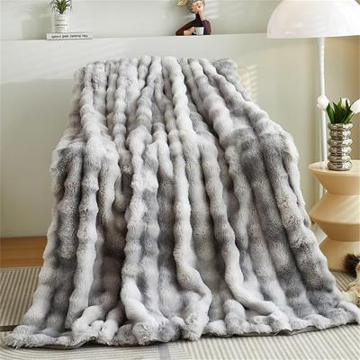 FASCINATDECO Faux Rabbit Fur Luxury Plush Sherpa Throw Blanket Reversible Fuzzy Warm Cozy Fluffy Fur Blanket for Bed Sofa Couch Home Decor, 130x160cm,