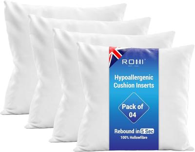 Rohi Set of 4 Hypoallergenic Cushion pads 45cm x 45cm - White polyster square Cushions - Standard stuffer pack of Cushion inserts 45cm x 45cm (Pack of