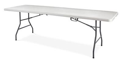 For Living 8-ft Portable Plastic & Metal Folding Table with Handle, White