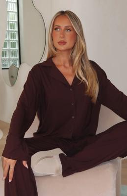 Pillow Talk Long Sleeve Pyjama Set Chocolate

| White Fox Boutique
