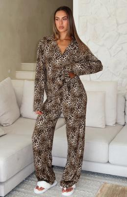 Pillow Talk Printed Long Sleeve Pyjama Set Leopard

| White Fox Boutique