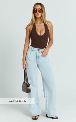 Fergie Jeans - Denim High Waisted Straight Leg Denim Jeans in Light Blue
