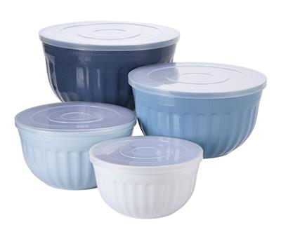 Master Chef Nestable Navy Mixing Bowl Set with Lids, 8-pc