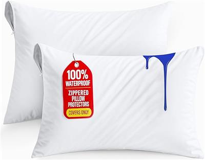 Amazon.com: Utopia Bedding Set of 2 Waterproof Pillow Protectors with Zipper Queen Size (White), Ultra Soft Pillow Covers, Bed Bug and Dust Mite Proof