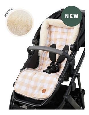 OiOi Cozy Fleece Pram Liner in Beige Gingham | MYER
