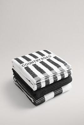 Charcoal CR Stripe Australian Cotton Tea Towel Pack of 3 - Australian Grown | Country Road