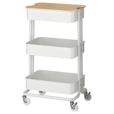 RÅSKOG / NORRÅVA trolley with lid, white, 35x45x77 cm - IKEA