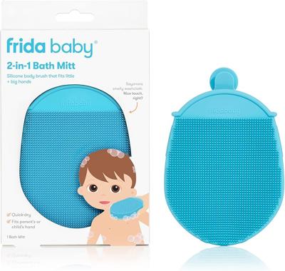 Frida Baby DermaFrida The Bath Mitt: Toddler Quick-Dry Body Bath Brush, Silicone, Replacement to Kids Washcloth, Fits Both Parent or Child for Early