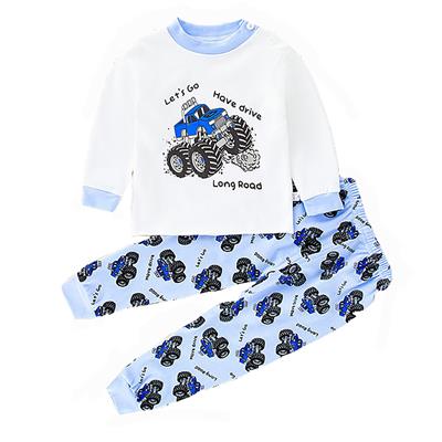 GDREDA Toddler Boy Outfits Toddler Boys Children Cute Long Sleeve Pajamas Print Shirt Tops And Pants 2PCS Child Kids Set&Outfits Sky Blue,3-4 Years -