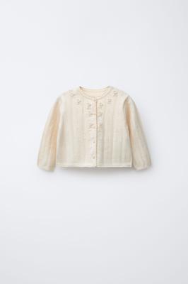CUTWORK AND EMBROIDERED KNIT CARDIGAN - Ecru | ZARA South Africa