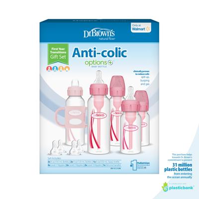 Dr. Browns Natural Flow Anti-Colic Options+ First Year Baby Bottle Gift Set, Pink, BPA free, 0m+ - Walmart.com