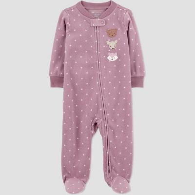 Carters Just One You® Baby Girls Fleece Forest Friends Sleep N Play - Pink 6M : Target