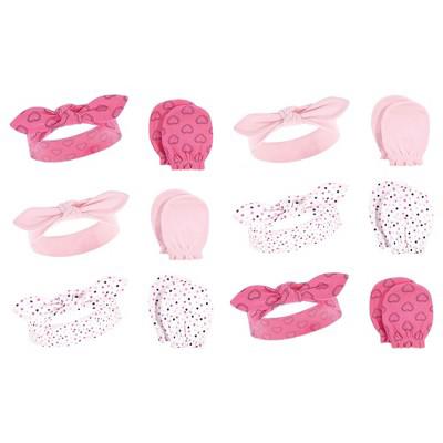 Hudson Baby Infant Girl 12Pc Headband and Scratch Mitten Set, Navy Hearts, 0-6 Months : Target
