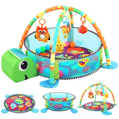 Caveen Baby Play Mat 3 in 1 Activity Gym with Hanging Toys Ocean Balls Turtle Design - Walmart.com