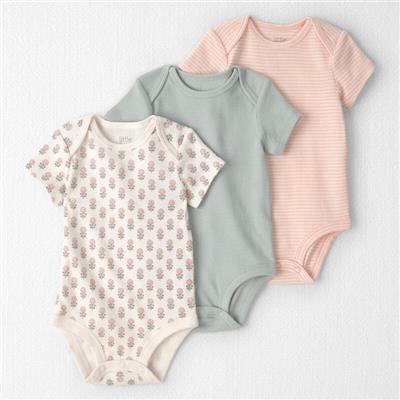 Baby Girl 3-Pack Organic Cotton Bodysuits in Floral Print | Carter’s Oshkosh Canada