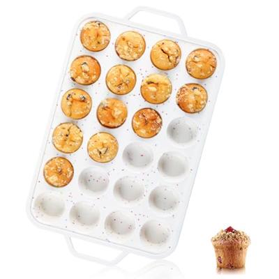 Vinino Mini Muffin Pan with Metal Reinforced Frame-1Pack, Silicone Cupcake Pan for Baking 24 Cup Mini Size, BPA Free Silicone Muffin Tray, Cupcake Bak